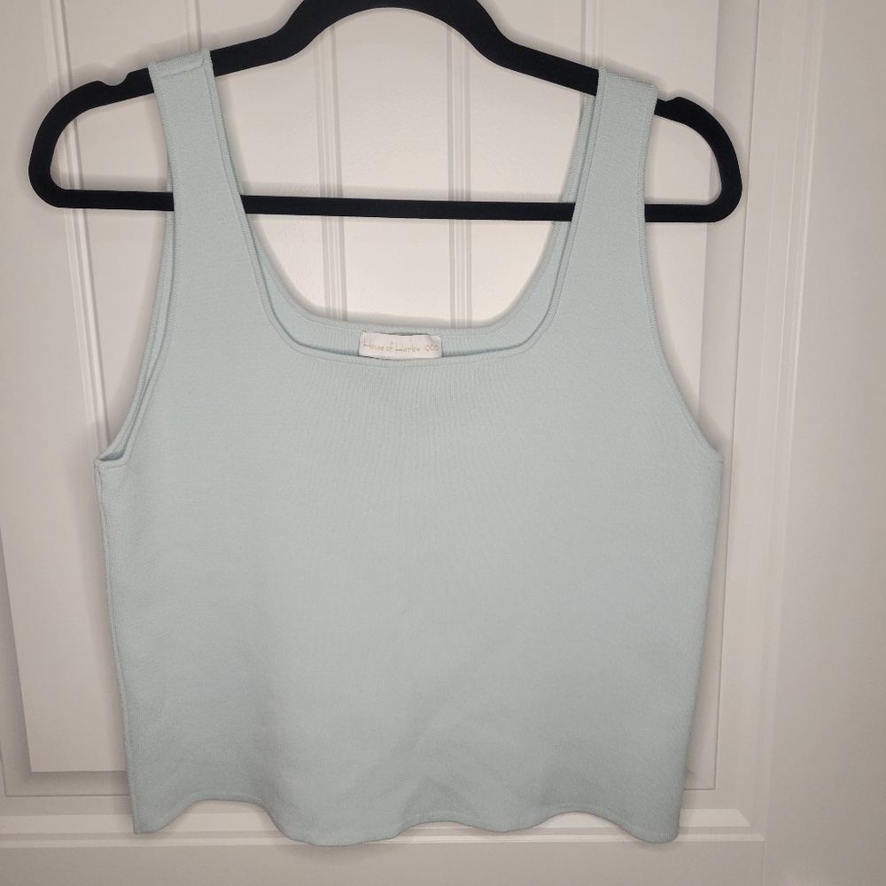 House Of Harlow Light‎ Blue Thick Strap Knit Stretch Sweater Tank Size Large